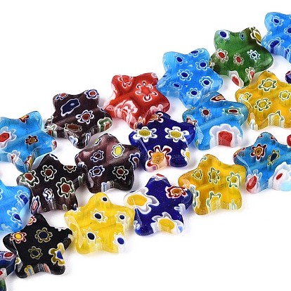 Handmade millefiori lampwork beads strands, звезда