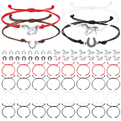 DIY Bracelets Making Kit, Including Braided Waxed Polyester Cord Adjustable Link Bracelet Makings, Tibetan Style Alloy Links Connector Charm