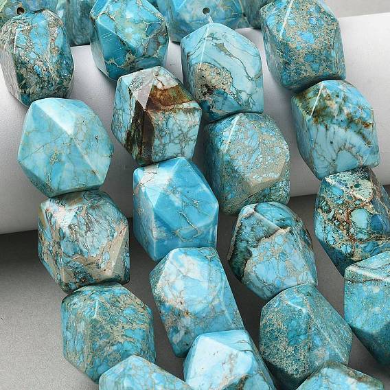 Бусины из натурального магнезита, окрашенные, граненые, ромб
