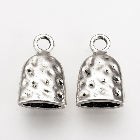 Tibetan Style Alloy Cord Ends, End Caps, Hammered, Cadmium Free & Nickel Free & Lead Free