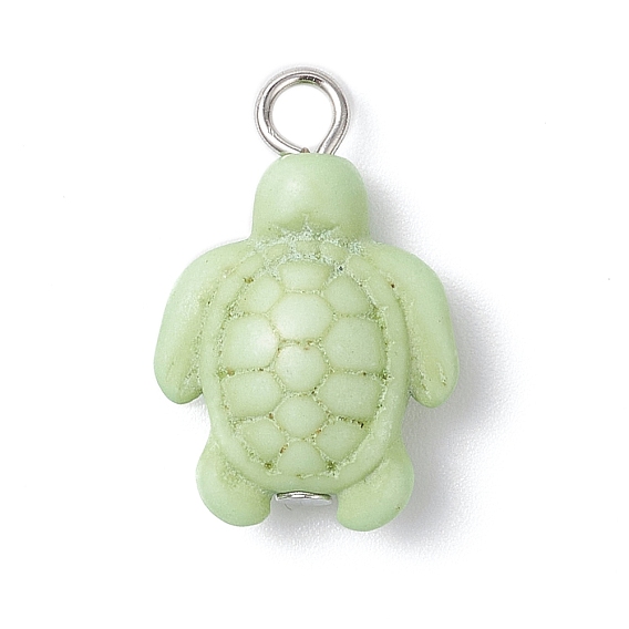 Окрашенные синтетические бирюзовые подвески, подвески черепахи с железными петлями, платина