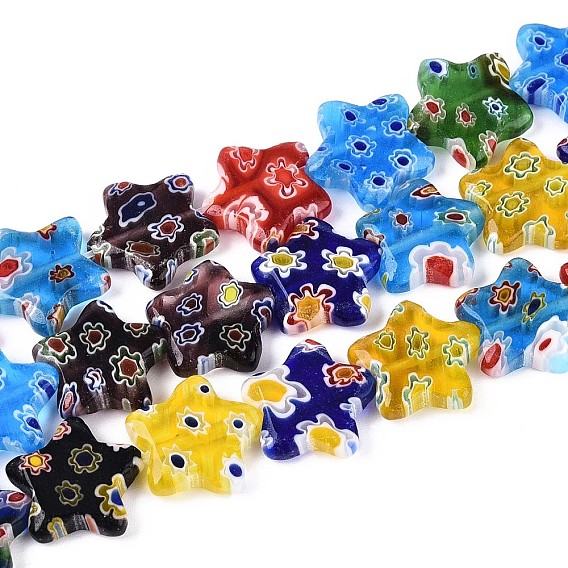 Handmade millefiori lampwork beads strands, звезда