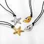 304 Collares ajustables con colgante triangular de estrella de mar de acero inoxidable y cordón negro