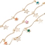 Handmade Brass Enamel Star Charms Chain, with Curved Bar Link Chains, Real 18K Gold Plated, Lead Free & Cadmium Free, Soldered, with Spool