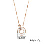Roman Numerals Natual Shell Interlocking Rings Pendant Necklace with Stainless Steel Cable Chains