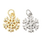 Christmas Rack Plating Brass Pendants, with Cubic Zirconia, Lead Free & Cadmium Free, Long-Lasting Real 18K Gold Plated, Snowflake
