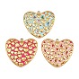 304 Stainless Steel Enamel Pendants, Heart Charms, Ion Plating(IP), Real 18K Gold Plated