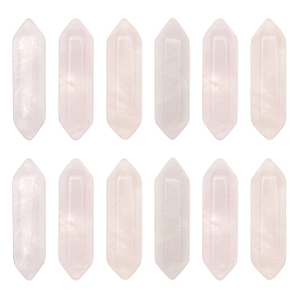 12шт. ограненный натуральный розовый кварц с двойными наконечниками, для проволоки, свернутой подвесками решений, нет отверстий / незавершенного
