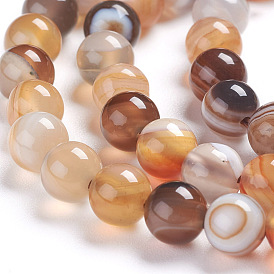 Brins de perles d'imitation d'agate naturelle du Botswana, teints et chauffée, ronde