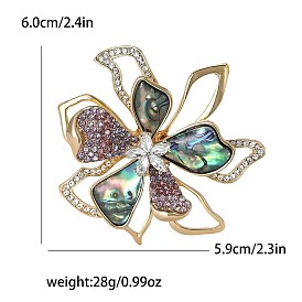 Alloy Rhinestone Brooch, Flowers Clothing Accessories Collar Pin Chest Flower