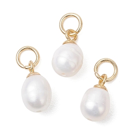 Натуральные культивированные пресноводные жемчужные рисовые подвески, с 304 фурнитурой из нержавеющей стали, белые