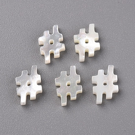 Natural White Shell Mother of Pearl Shell Beads, Carved, Symbol #