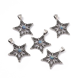 Природные подвески лабрадорита, звезда очарование, с фурнитурой из латуни цвета античного серебра