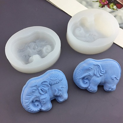 Moules à bougies en silicone de qualité alimentaire bricolage, moules de résine, outils de moule d'artisanat en argile, éléphant