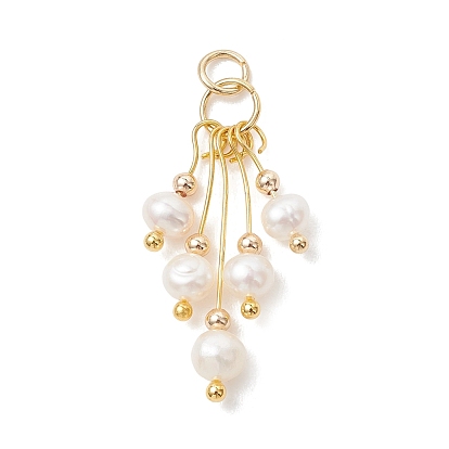 Подвески из натурального пресноводного жемчуга, Подвески-кисточки из картофельных бусин с 304 соединительными кольцами из нержавеющей стали, кремово-белые