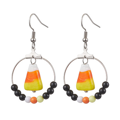 304 нержавеющая сталь, пластиковые серьги-подвески, кукуруза, для Хэллоуина