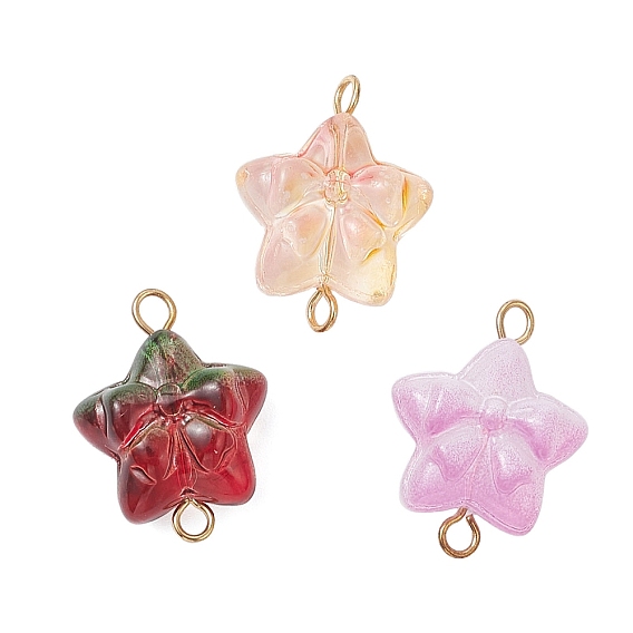 3 шт. 3 цвета прозрачные стеклянные звенья, подвески-звезды с бантом и 304 двойными петлями из нержавеющей стали, золотые