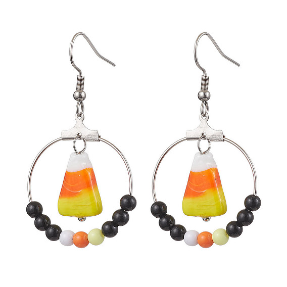 304 нержавеющая сталь, пластиковые серьги-подвески, кукуруза, для Хэллоуина