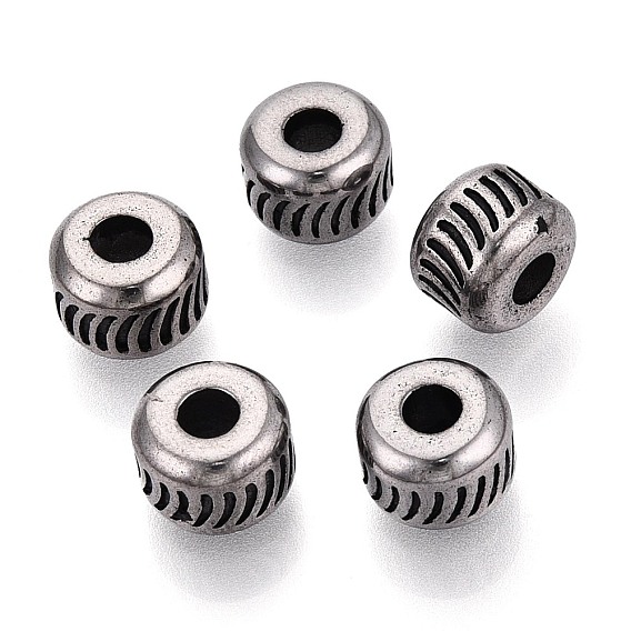 304 бусины европейского стиля из нержавеющей стали с крупными отверстиями, рондель