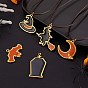 9Pcs 9 Style Zinc Alloy Open Back Bezel Pendants, For DIY UV Resin, Epoxy Resin, Pressed Flower Jewelry, for Halloween, Mixed Shapes