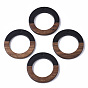 Resin & Walnut Wood Pendants, Opaque, Waxed, Ring