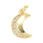 Латунные микропаве прозрачные подвески с фианитом, Луна прелести, долговечный, стойки покрытие, без свинца и без кадмия