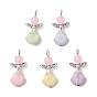 Подвески из натурального и окрашенного малайзийского нефрита, ангел в форме ракушки, с пластиковыми бусинами и бусинами в виде крыльев феи из сплава и петлей