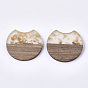 Resin & Walnut Wood Pendants, with Foil, Gap Flat Round