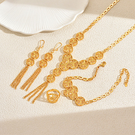 Элегантные браслеты, серьги, ожерелья и кольца из сплава с полыми цветочными кисточками для женщин