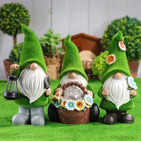 Powered LED Lights Resin Gnome Figurines Statue for Garden Outdoor Ornament