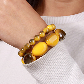 Bracelet perlé acrylique fait à la main - bijoux uniques de style européen et asiatique