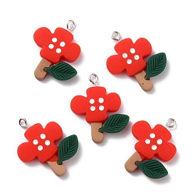 Resin Pendants, with Platinum Iron Peg Bail, Flower