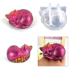 DIY Sleeping Cat Display Decoration Silicone Molds, Resin Casting Molds, for UV Resin, Epoxy Resin Craft Makings
