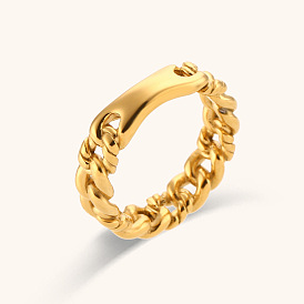 Minimalist Stainless Steel 18K Gold Plated Chain Ring Jewelry for Men and Women