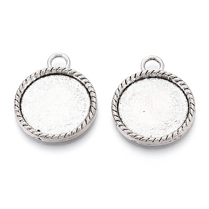 Сеттинги для кабошонов или кулона, сплав, тибетский стиль , без кадмия и без свинца, плоско-круглые