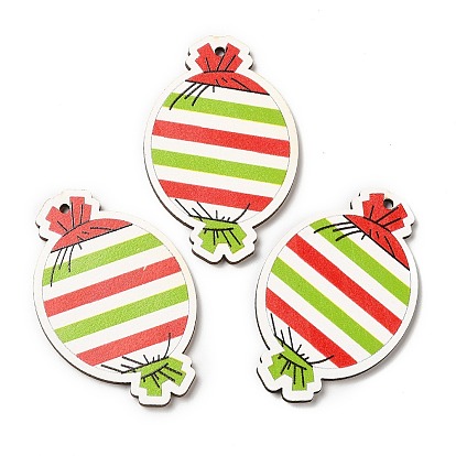 Single Face Christmas Printed Wood Big Pendants, Candy Charms