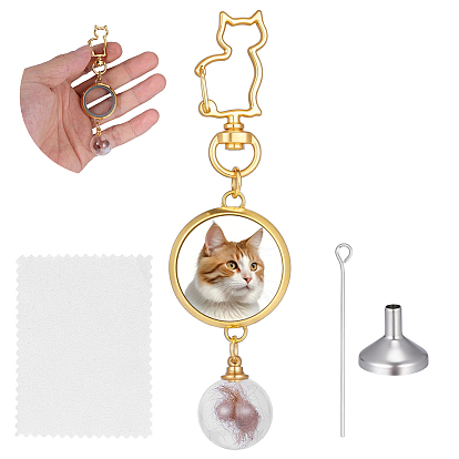 Pendentifs décoratifs en forme de flacon de parfum en verre ouvrable, avec fermoirs pivotants en alliage et 304 entonnoirs en acier inoxydable et chiffon de polissage en daim pour l'argent.