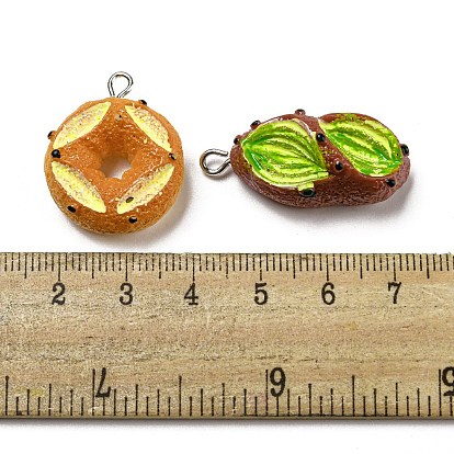 Imitation Food Opaque Resin Pendants, Bread Charms with Platinum Tone Iron Loops, Mixed Shapes