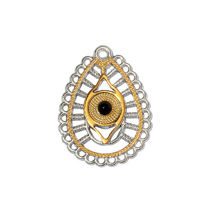 304 Подвески из нержавеющей стали и натурального черного агата, очарование слезы, ионное покрытие (ip), долговечный, реальный 18 k позолоченный