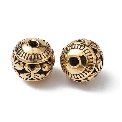 Tibetan Style Hollow Alloy Beads, Rondelle with Butterfly