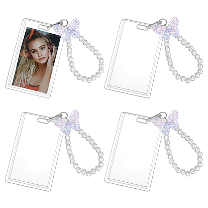 Прямоугольный пластиковый держатель удостоверения личности, держатель для визитной карточки, с подвеской в виде бабочки