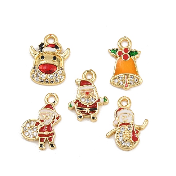 Латунные микро проложить кубического циркония прелести, с эмалью, золотые