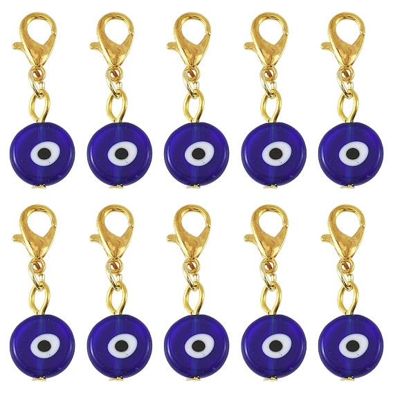 40 шт. подвесные украшения ручной работы от сглаза в виде лэмпворка, Сплав с застежками когтя омара