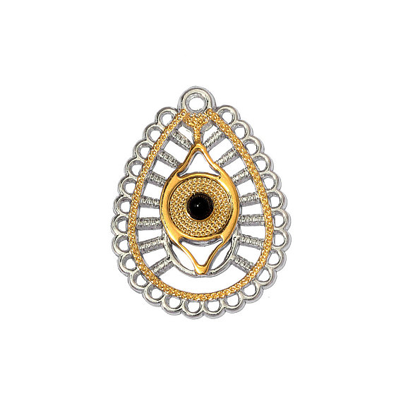 304 Подвески из нержавеющей стали и натурального черного агата, очарование слезы, ионное покрытие (ip), долговечный, реальный 18 k позолоченный