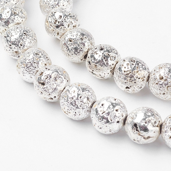 Гальванические бусины из натуральной лавы, круглые, неровный