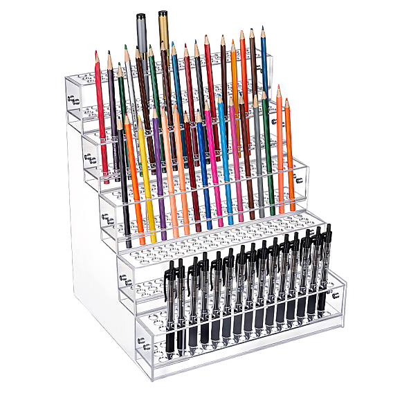 5-Tier Acrylic Organizer Display Riser Rack, Pen Holder