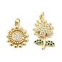 Латунные микро проложить кубического циркония подвески, без кадмия и без свинца, долговечный, стойки покрытие, прелести подсолнуха, реальный 18 k позолоченный