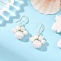 Brass & Natural Cultured Freshwater Pearl Beads Dangle Earrings for Women, Paw Print