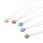 Handmade Millefiori Glass Pendant Necklaces, with Brass Cable Chains, Flower, Platinum