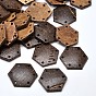 2/4 Hexagon Coconut Chandelier Components Links, 25~26x28~29x3~4mm, Hole: 2mm